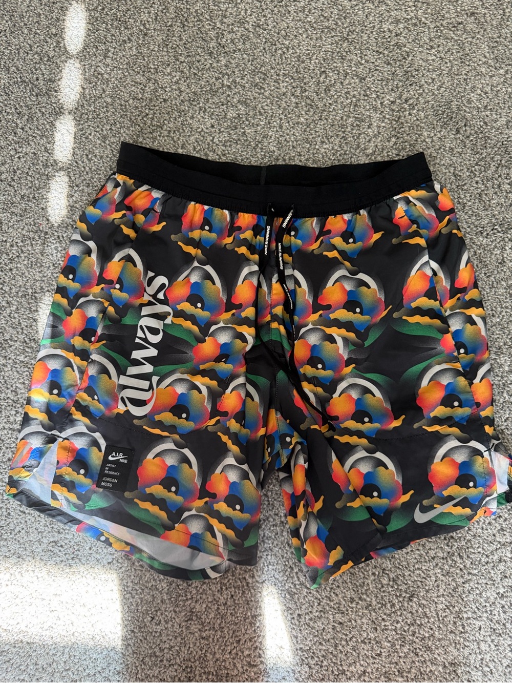 Nike Men's Black Athletic Shorts with Multicolor Floral Print